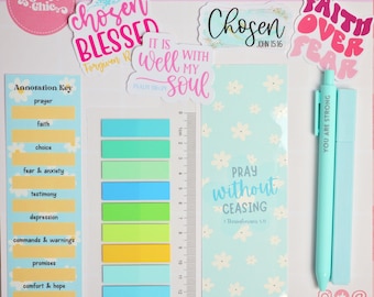 Bible Study Annotation Kit, Mini Journaling Kit, Bible Journaling Supplies, Christian Gift for Women, Faith Sticker, Cute Gift Set for Girls