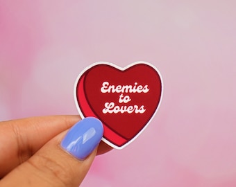 Enemies to Lovers, Book Trope, Candy Heart, Vinyl Sticker, Kindle Sticker, Book Lover Gift, Bookish Gift, Book Merch, Gift for readers