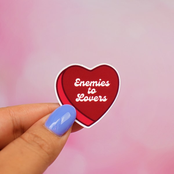 Enemies to Lovers, Book Trope, Candy Heart, Vinyl Sticker, Kindle Sticker, Book Lover Gift, Bookish Gift, Book Merch, Gift for readers