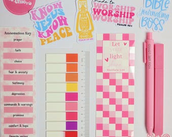 Bible Study Annotation Kit, Mini Journaling Kit, Bible Journaling Supplies, Christian Gift for Women, Faith Sticker, Cute Gift Set for Girls