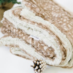 fawn and tan cuddle faux fur blanket
