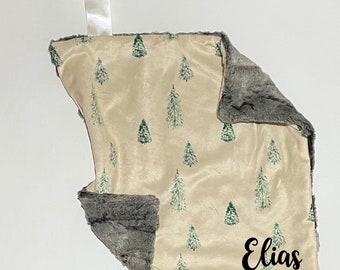 personalisierte Tan und Baum Kunstfell Lovey, Schmusetuch, Baby Girl Lovey, Babydecke, Baby Boy