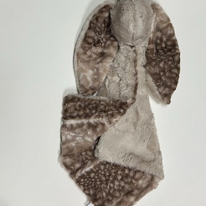 Fawn bunny lovey, security blanket, faux fur, minky, luxe lovey, cute gift, baby boy, baby girl, baby shower, neutral, soft, toy, newborn