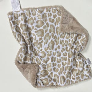Beige leopard, luxe lovey, faux fur lovey, security blanket, baby lovey, baby girl, Minky, luxe faux fur, baby, neutral, boho, vintage