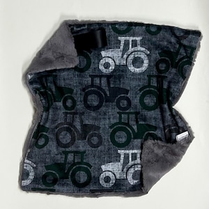 Tractor minky lovey, faux fur lovey, security blanket, baby girl lovey, baby boy lovey, neutral, minimalist, western, farm, soft, travel