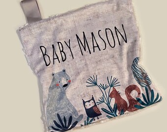 personalisierte Wald Kunstfell lovey, Schmusetuch, Baby Mädchen lovey, Babydecke, Baby Jungen