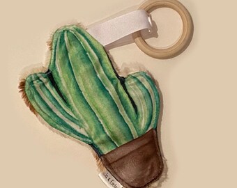 Cactus minky soother snuggler, faux fur lovey, security blanket, baby girl lovey, baby boy lovey