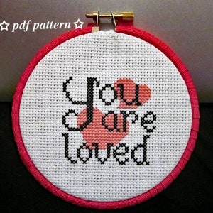You Are Loved counted cross stitch PDF pattern - instant download