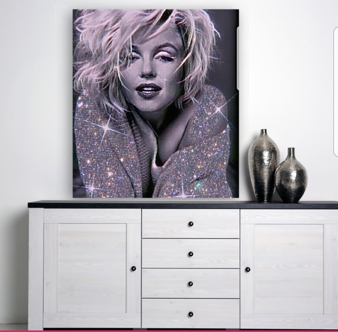 Glitter Art Canvas Marylin Monroe Wall Art Wallpaper Sparkly Etsy