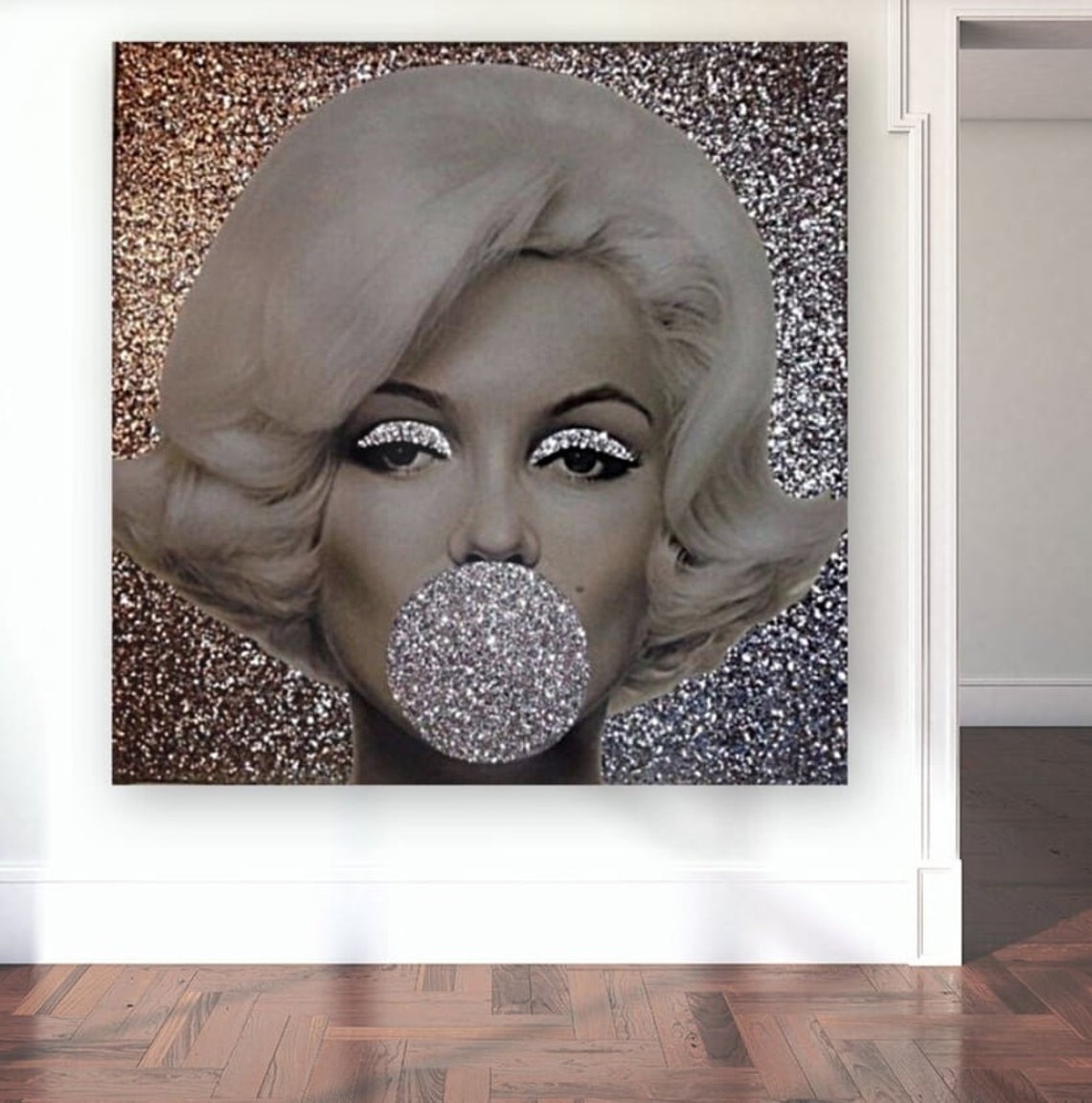 Glitter Art Canvas Marylin Monroe Wallpaper Wall DecorStrass Etsy