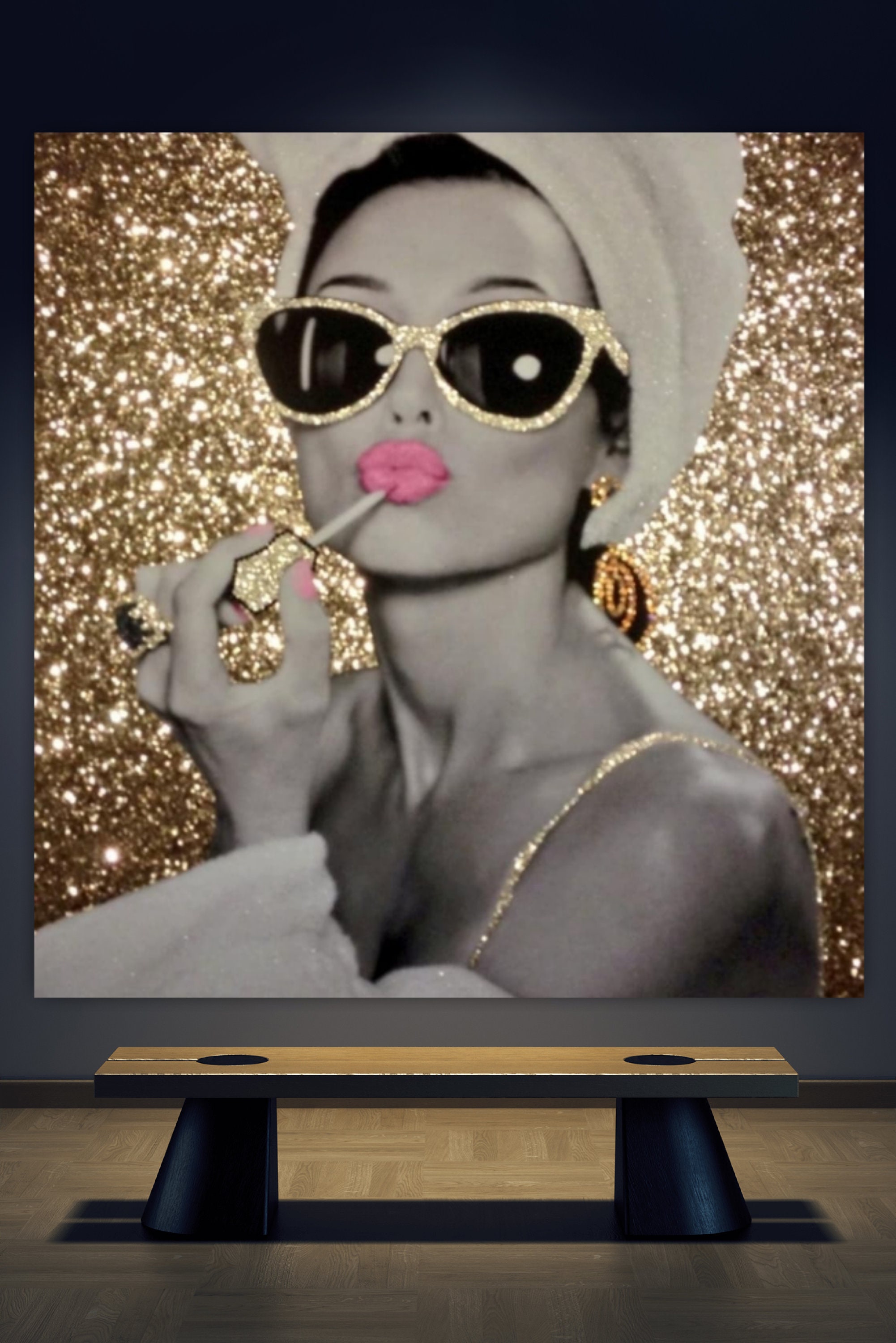 Audrey Hepburn Digital Glitter Print Poster ,art , Wall Art, Elegant