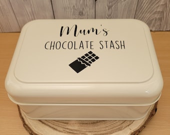 Personalised Chocolate Stash Tin with easy glide lid