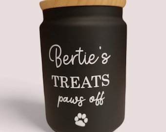 Black Personalised Dog Treat Jar | Puppy Treat Jar | Pet Treat Jar 1.1 l