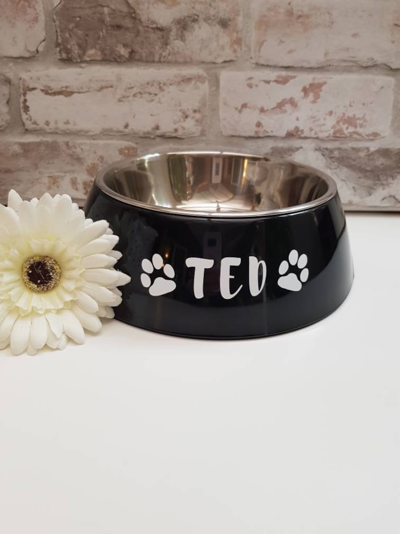 Personalised Dog Food \/ Water Bowl in black size Medium | Etsy