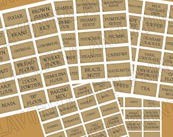 Primitive Kitchen Labels Pantry Spices Country Farmhouse Printable Digital PDF