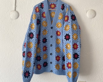 granny square cardigan, men clothing,xmas, crochet men cardigan,outfits,urban style, overshirt, Button Down Chenille Cardigan Sweater