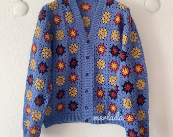 granny square cardigan, men clothing,xmas, crochet men cardigan,outfits,urban style, overshirt, Button Down Chenille Cardigan Sweater