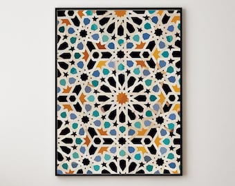 Islamic Wall Art, Moroccan Wall Art, Living Room Decor, Digital Download, Abstract Art, Printable, Colourful Poster, Gifts For Home