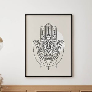 Hamsa Hand, Mandala Wall Art, Buddhist Painting, Tattoo, Living Room Decor, Printables, Ornate Prints, Evil Eye, Poster, Wall Art, Paintings