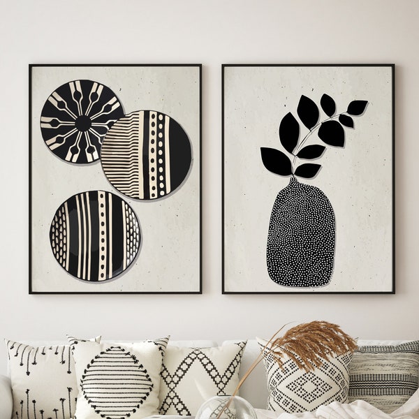 Ceramic Wall Art, Living Room Decor, Monochromatic Poster, Instant Download, Pottery Painting, Home Decor, Poster, Wall Art, Paintings