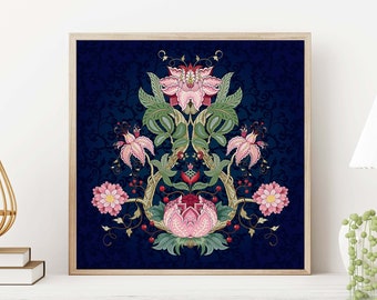 Tree of Life Floral Print, Indian Folk Art Poster (Digital Download)