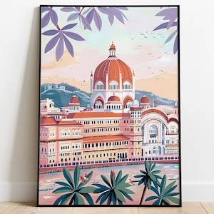 Neutral Indian Travel Poster - Delhi Monument Art, Digital Download for Living Room Decor & Indian Architecture Wall Art