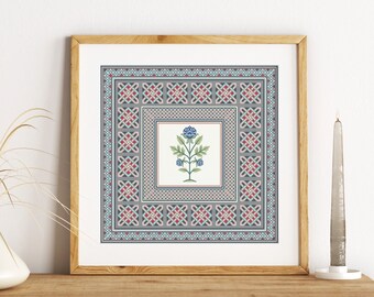 Mughal Floral Art Print, Vintage Indian Painting, Boho Home Decor (Digital Download)
