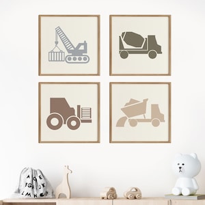 Neutral Construction Excavator Truck Print, Excavator Printable Digger Wall Art, Toddler Boy Room Poster, Transportation Nursery Wall Art