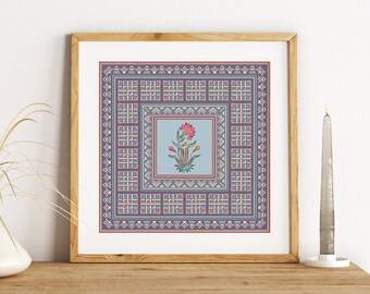 Indian Floral Art Print, Vintage Mughal Decor (Digital Download)
