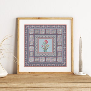 Indian Floral Art Prints, Home decor, Printable Indian Vintage Painting, Boho Wall Art, Contemporary Mughal Poster