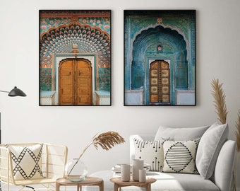 Jaipur Indian Palace Art Set, Rajput Royal Prints, Living Room decor, Gallery wall set, Indian Vintage, Door Painting, Poster Bundle [6]