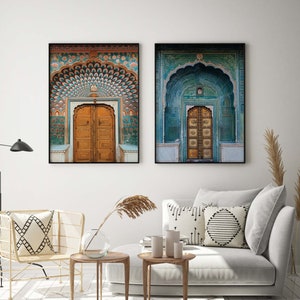 Jaipur Indian Palace Art Set, Rajput Royal Prints, Living Room decor, Gallery wall set, Indian Vintage, Door Painting, Poster Bundle [6]