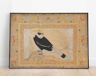 Mughal Bird Wall Art, Indian Royal Painting (Printable)