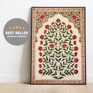 Indian Folk Art, Floral Prints, Living Room decor, Printable, Indian Vintage, Pichwai Painting, Poster, Wall Art, Paintings