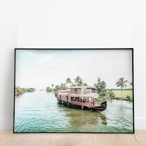 South India Travel Wall Art, Kerala Wall Decor, Kerala Houseboat Print, Living Room Home Decor, Bedroom Decor