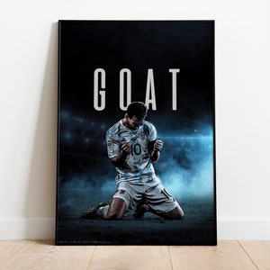 Lionel Messi GOAT, Argentina, Copa do Mundo Qatar 2022, impressão digital, decoração de parede, decoração de casa, arte de parede, pôster esportivo, presentes para ele