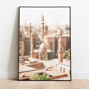 Vintage Egyptian City Print, Instant Digital Download, Historic Egypt Wall Art, Cairo Painting, Vintage Decor, Egypt Travel Poster