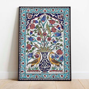 Islamic Wall Art, Turkish Vintage Art Poster, Tree of Life, Floral Print, Wall Decor, Gifts For Home, floral Abstract Painting