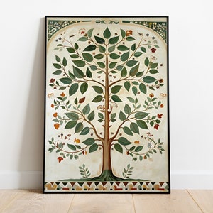 Mughal Pattern Tree Vintage Mughal Tree of Life Art Print – Botanical Home Decor (digital ...