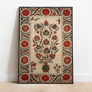 Indian Art, Floral Prints, Living Room decor, Printable, Indian Vintage Tapestry, Poster, Wall Art, South Asian Paintings