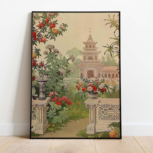 Vintage Chinese Tapestry Wall Art, Living Room Decor, Oriental Chinese Art , Nature Poster, Paintings