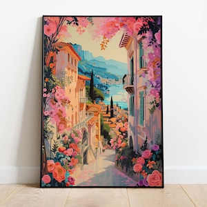Amalfi Coast, Italy print, Travel poster, Positano, Cinque Terre, Mediterranean decor, Amalfi Travel poster, Travel illustration