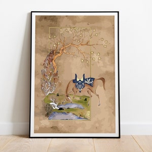 Persian Wall Art, Living Room Decor, Middle Eastern Historic Painting, Printables, Vintage Poster, Poster, Wall Art, Paintings