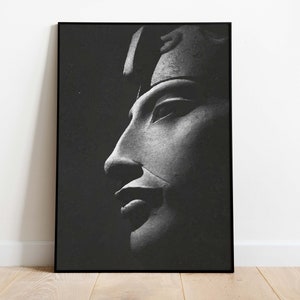 impression d'art vintage pharaon égyptien, téléchargement numérique instantané, art mural Egypte historique, peinture noir et blanc, décoration vintage image 1