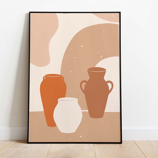 Neutrale aardewerk kunst aan de muur, woonkamer decor, instant download, schilderen, woondecoratie, poster