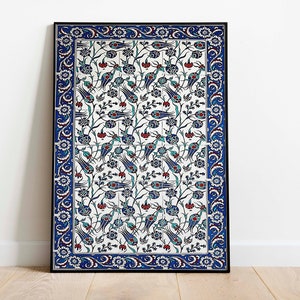 Turkish Vintage Art Poster, Ottoman Floral Print, Wall Decor, Gifts For Home, Islamic Wall Art