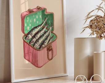 Vintage Sardines Poster: Retro Kitchen Fish Print (Digital Download)