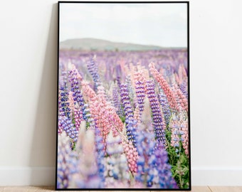 Lupine Garden Photo Print, Floral Living Room decor, Printable Wall Art, Floral Wall Decor, Instant Download, Muted Prints, Neutral Wall Art