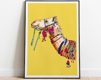 Camel Wall Art Print, Colourful Indian Illustration (Digital Download)