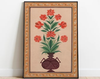 Mughal Floral Art Print, Indian Vintage Style (Digital Download)